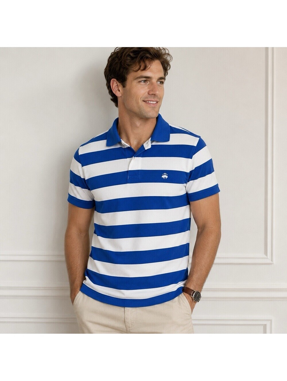 Brooks Brothers 346 Blue White Striped Polo Shirt Men’s Small Nautical Preppy